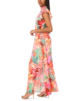 Msk Women's Smocked Waist Printed Wide-Leg Jumpsuit
