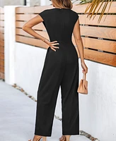Cupshe Women's Elegant Tie-Waist Cap Sleeve Jumpsuit