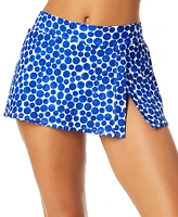 Anne Cole Women's Denim Dot Side-Slit Swim Skirt