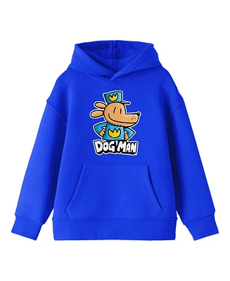 Dog Man Boys Character Posing Youth Royal Blue Long Sleeve Hooded Sweatshirt-xl