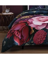 Bebejan Vibrant Flora Bedding 100% Cotton Sateen 5 Piece King Size Reversible Comforter Set