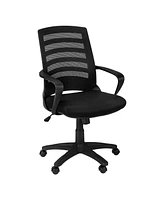 Black Polyester Seat Swivel Adjustable Task Chair Mesh Back Plastic Frame