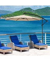 Gymax 10 Ft Offset Patio Umbrella Solar Powered Cantilever w/ 112 Led Lights
