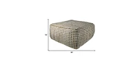 Textured Hemp Dotted Rectangle Pouf for Footrest and Home Decor Accent