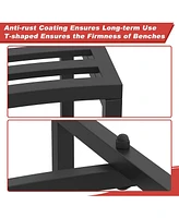Metal Curved Bench Set of 4, Black Metal Outdoor Stool Chair, Outdoor Fire Pit Seating,Camping chair, Steel Backless