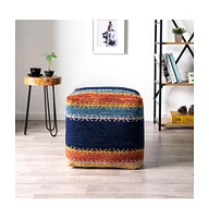 18" Multicolored Polyester Blend Ottoman