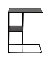 Industrial Metal Side Table with Lower Shelf – Compact Steel Design