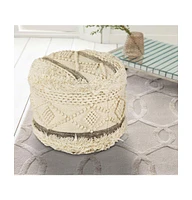 Round Wool Ottoman for Comfortable Footrest and Living Room Seating