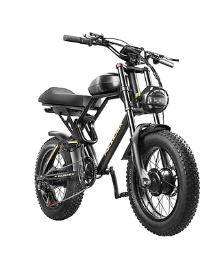 20"4 Fat Tire Electric Bike for Adults, 3000W Dual Motors, 38MPH, Full Suspension, Hydraulic Disc Brakes, Shima 7 Speeds, Black