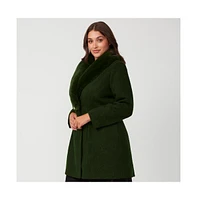 Estelle Grammys Green Olive Fur Collar Coat