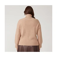 Estelle Plus Cadence Beige Turtle Neck Sweater Knit