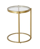 Round End Table with Glass Top and Steel Legs – Contemporary Accent Table for Any Room