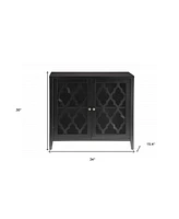 34" Black Sideboard with Two Glass Doors