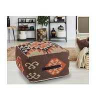 Cotton Pouf Ottoman for Living Room Footrest and Decorative Accent