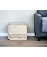 Cotton Striped Pouf Ottoman for Living Room and Bedroom Seating