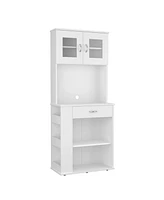 Pantry Cabinet with Two Door Panels and Side Open Shelves