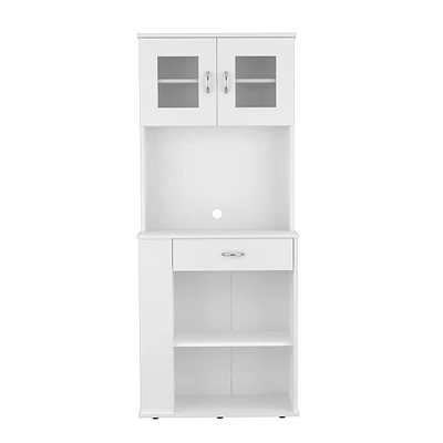Pantry Cabinet with Two Door Panels and Side Open Shelves