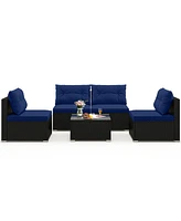 5-Piece Outdoor Patio Furniture Set with Cushions and Coffee Table