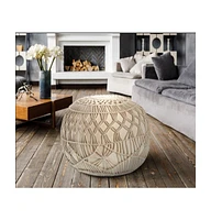 20" Cream 100% Cotton Ottoman