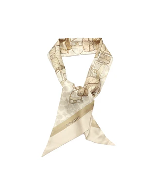 Coach Stacked Tabby Bags Print Silk Skinny Scarf