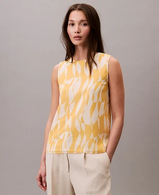Calvin Klein Women's Printed Chiffon Sleeveless Shell