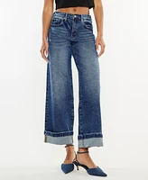 Kancan Women's High Rise Wide Leg Pull On Jeans