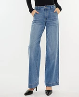 Kancan Women's High Rise Wide Leg Pull On Jeans