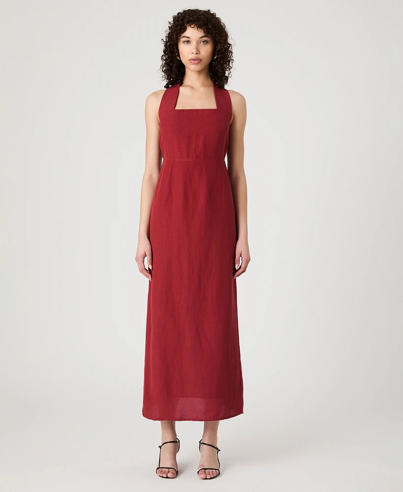 French Connection Women's Birdie Linen-Blend Halter-Neck Midi Dress
