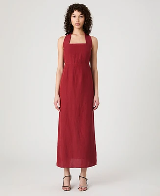French Connection Women's Birdie Linen-Blend Halter-Neck Midi Dress