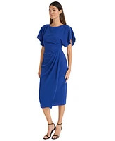 Maggy London Women's Flutter-Sleeve Side-Pleated Dress