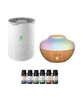 Pursonic Clean Air & Aromatherapy Bundle True Hepa Air Purifier, Essential Oil Diffuser & 6-Pack Essential Oils