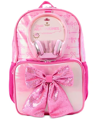 InMocean Big Girls Bow Backpack, Lunch Bag & Headphone Set