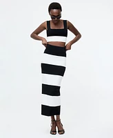 French Connection Women's Striped Bodycon Knit Maxi Skirt