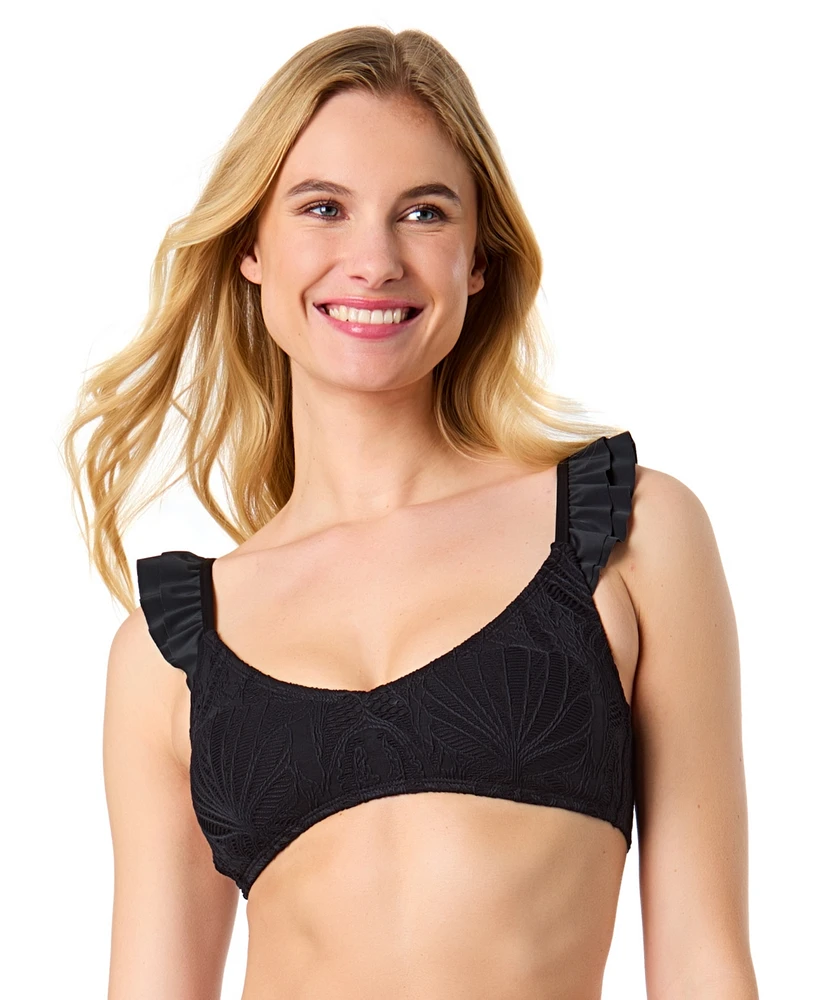 CeCe Women's La Vie A Mer Textured Ruffle Strap Bikini Top