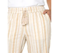 Liverpool Los Angeles Petite Stripe Drawstring Wide-Leg Pants