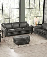 Hydeline Belfast 42" Top Grain Leather Oval Ottoman
