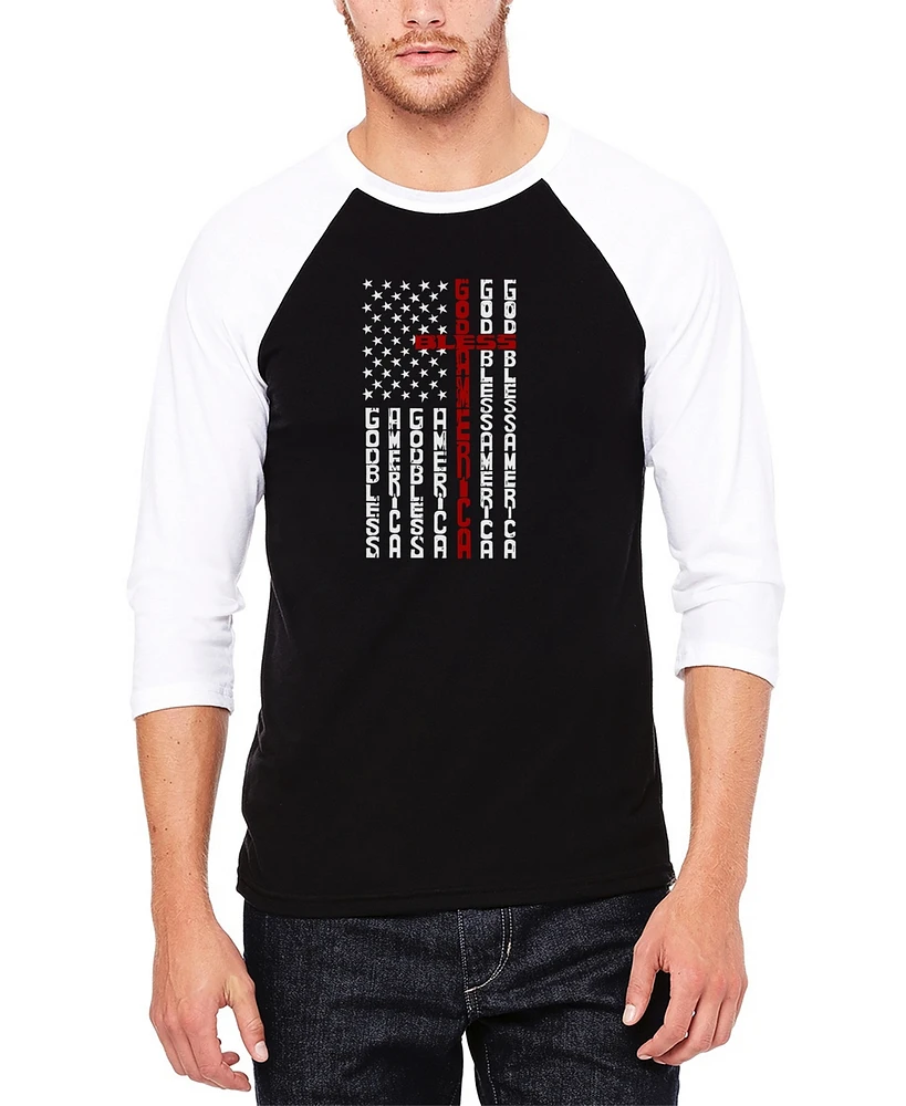 La Pop Art Men's Cross Flag Raglan Baseball Word T-Shirt