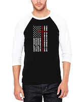 La Pop Art Men's Cross Flag Raglan Baseball Word T-Shirt