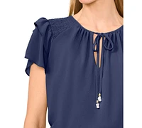 CeCe Women's Tie-Neck Tiered-Ruffle-Sleeve Blouse