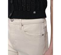 Dkny Jeans Women's Crewneck Short-Sleeve Cardigan Cable Pointelle Sweater - BLK