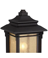 Hickory Point Rustic Farmhouse Outdoor Pier Mount Light Fixtures Set of 2 Walnut Bronze 16 1/2" Frosted Cream Glass for Exterior Barn Deck House