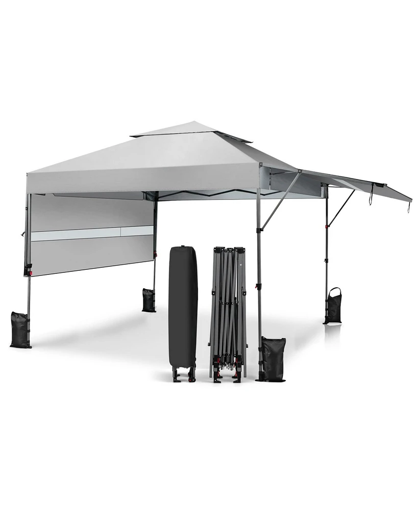 10 x 17.6 Feet Outdoor Instant Pop-up Canopy Tent with Dual Half Awnings-White