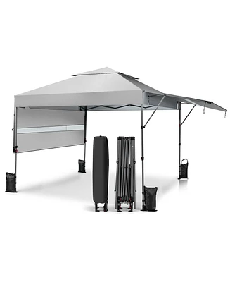 10 x 17.6 Feet Outdoor Instant Pop-up Canopy Tent with Dual Half Awnings-White