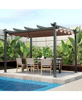 10 x 12 Feet Outdoor Aluminum Retractable Pergola Canopy Shelter Grape Trellis