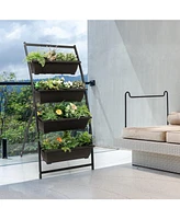 4-Tier Vertical Raised Garden Bed with 4 Containers and Drainage Holes