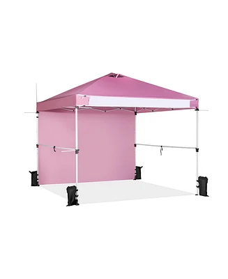 10 x 10 Feet Foldable Commercial Pop-up Canopy with Roller Bag and Banner Strip