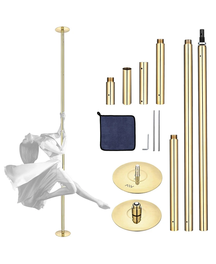 Yescom 11 Ft Gold Spinning Static Dancing Pole Kit w/ Extensions Fitness Dance Exercise