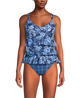 Lands' End Women's Long Torso Ruffle Fauxkini One Piece Swimsuit