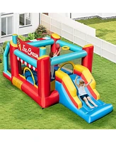 5-in-1 Ice Cream Inflatable Bounce House with Ball Pit and Slide with 480W Blower