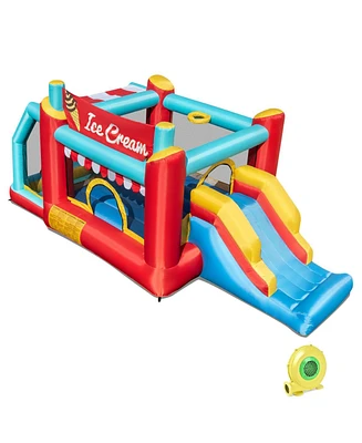 5-in-1 Ice Cream Inflatable Bounce House with Ball Pit and Slide with 480W Blower